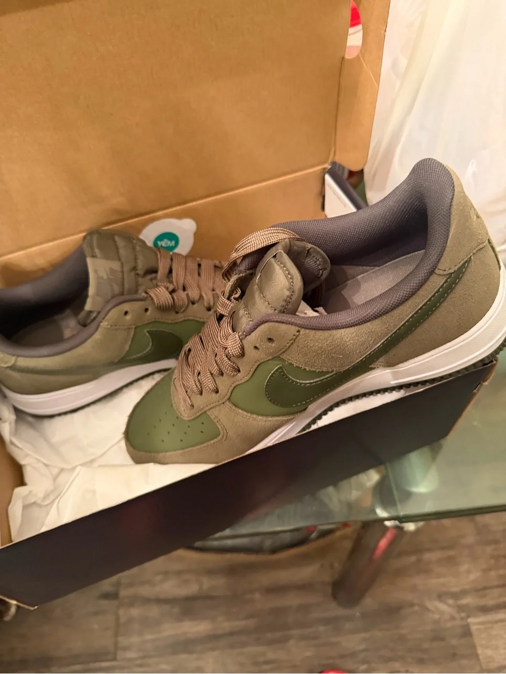 Men's Nike Air Force Olive Low-Top Sneakers - Brand: